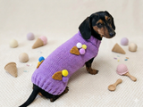 Dog Sweater with Ice Cream, Knitted Puppy Clothes, Cute Small Dog Clothes, Handmade Pet Sweater, Ice Cream Cone Dog Outfit