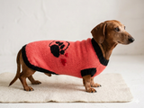 Knitted pink heart sweater for dachshund