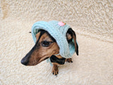 Panama dog an Easter bunny, summer hat for dachshund, sun protection with open ears