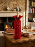 Knitted Wine Bottle Cozy Cable Knit Sleeve, Red Valentine’s Day Wine Decor, Heart Buttons Bottle Sweater, Wedding Table Decor Housewarming Gift