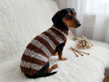 Wool warm pets striped sweater with arana ,warm clothes for mini dachshund