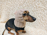 Angora Super Warm Dog Hat with Pom-Pom, Knitted Costume Pet Clothes Warm Cap Closed Ears for Dachshund beanie