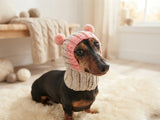 Winter knitted dog hat mini too pompom, warm beanie with open ears for dachshund, pet clothes cap outfit apparel gift dogs lover