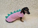 Handmade Dinosaur Sweater for Dachshunds – Knitted Pet Costume