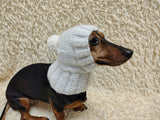 Angora Super Warm Dog Hat with Pom-Pom, Knitted Costume Pet Clothes Warm Cap Closed Ears for Dachshund beanie