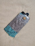 Cozy Cable Knit Phone Sock - Universal Smartphone Protective Sleeve - Hand Knitted Woolen Phone Bag with Button Closure - Boho Style Phone Accessory