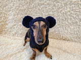 Hand-Knitted Dachshund Snood with Pompoms, Funny Dog Hat for Small Breeds, Animal Style Knitted Dog Hood, Cozy Dachshund Winter Headwear