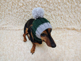 Cute Hand-Knitted Dachshund Snood and Pom-Pom Beanie Set - Cozy Dog Hat and Neck Warmer