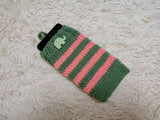 Cute Animal Companion Knit Phone Case | Striped Phone Sleeve-Handmade Knit Animal Phone Pouch | Cozy Stretchy Phone Sock