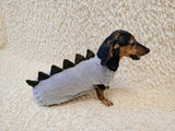 Dachshund Dinosaur Knit Sweater | Handmade Stegosaurus Dog Coat