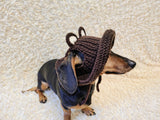 Bear Summer sun hat dogs with holes for ears. Hand knitted sun cap dachshund. Stylish Pet Photo Props and Gift Dog Moms
