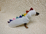 Dinosaur Dog Hoodie with Colorful Scales HandKnitted Pet Dino Costume for Small Dogs Halloween outfit for pet Dino Rex set for dachshund