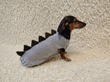 Dachshund Dinosaur Knit Sweater | Handmade Stegosaurus Dog Coat