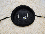 Crochet Dog Sun Hat with Flower Appliqué - Handmade Dachshund Bucket Hat - Floral Pet Summer Accessory - Cute Dog Bonnet with Ear Holes