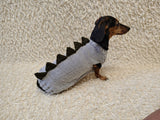 Dachshund Dinosaur Knit Sweater | Handmade Stegosaurus Dog Coat