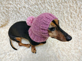 Angora Super Warm Dog Hat with Pom-Pom, Knitted Costume Pet Clothes Warm Cap Closed Ears for Dachshund beanie