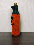 Pumpkin Halloween Wine Bottle Cover | Knit Jack-O'-Lantern Cozy