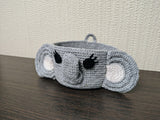 Crochet Elephant Basket, Grey Safari Nursery Storage Bin, Small Sewing Organizer, Cute Animal Yarn Bowl, Kids Room Decor, Baby Shower Gift