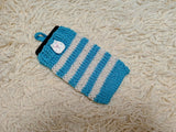 Cute Animal Companion Knit Phone Case | Striped Phone Sleeve-Handmade Knit Animal Phone Pouch | Cozy Stretchy Phone Sock