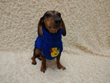 Duck print wool sweater with arans for dogs, dachshund warm clothes jumper with cable