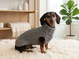 Handmade Alpaca Dog Sweater for Dachshunds – Cable Knit Tweed Dog Clothes