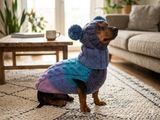 Pet Costume with Aran and Pom Poms Sweater and Hat Set of Dog Clothes