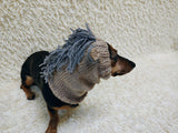 Knitted Donkey Snood Hat for Dachshund - Handmade Dog Costume with Ears and Mane