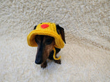 Duck Summer sun hat dogs with holes for ears. Hand knitted sun cap dachshund. Stylish Pet Photo Props and Gift Dog Moms