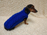 Duck print wool sweater with arans for dogs, dachshund warm clothes jumper with cable