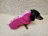 Dachshund hoodie dinosaur knitted animal clothes for pets, dog Halloween outfit Costume