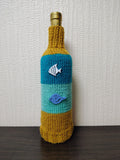 Knit Coastal Wine Bottle Sweaters | Starfish & Fish Sea Theme Decor