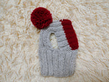 Hat for dog with pompom and holes for the ears