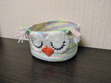 Crochet Owl Basket, Pastel Nursery Storage Organizer, Knitted Toy Bin, Cute Small Yarn Basket, Kids Room Decor, Easter Baby Shower Gift