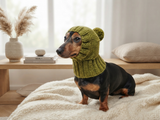 Angora Super Warm Dog Hat with Pom-Pom, Knitted Costume Pet Clothes Warm Cap Closed Ears for Dachshund beanie