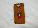 Bear Phone Sleeve, Universal Crochet Cell Phone Pouch 6.7x3.5", Cute Teddy Bear Phone Case, Soft Yarn Sock for iPhone Samsung, Cozy Gift