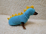 Dinosaur Dachshund Sweater with Hat  Knitted Dog Costume for Wieners