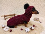 Angora Sequin Dog Costume Sweater and Pom-Pom Hat