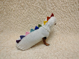 Dinosaur Dog Hoodie with Colorful Scales HandKnitted Pet Dino Costume for Small Dogs Halloween outfit for pet Dino Rex set for dachshund