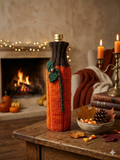 Knit Pumpkin Wine Bottle Cover | Autumn Fall Thanksgiving Decor