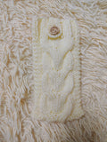 Cozy Cable Knit Phone Cover, Cream White Knitted Phone Pouch with Wooden Button, Protective Smartphone Sleeve, Winter Tech Gift