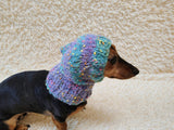 8 color Alpaca tweed striped Dog Hat, Knitted Set Warm Pet Clothes outfit apparel, Closed Ear Cap for Dachshunds beanie