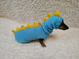 Dinosaur Dachshund Sweater with Hat  Knitted Dog Costume for Wieners