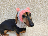 Winter knitted dog hat mini too pompom, warm beanie with open ears for dachshund, pet clothes cap outfit apparel gift dogs lover