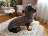 Dog costume sweater and hat, knitted dachshund clothes wool warm jamper and hat, winter pet suit sweater and hat