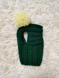 Hat for dog with pompom and holes for the ears