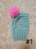 9 color Handmade Knit Dog Hat with Ear Holes – Warm Wool-Blend Winter Beanie & Snood for Dachshunds and Small to Medium Pets –Cute Puppy Pom Pom Cap