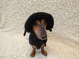 Crochet Dog Sun Hat with Flower Appliqué - Handmade Dachshund Bucket Hat - Floral Pet Summer Accessory - Cute Dog Bonnet with Ear Holes