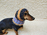 8 color Alpaca tweed striped Dog Hat, Knitted Set Warm Pet Clothes outfit apparel, Closed Ear Cap for Dachshunds beanie