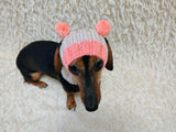 Winter knitted dog hat mini too pompom, warm beanie with open ears for dachshund, pet clothes cap outfit apparel gift dogs lover