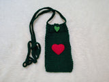 Heart Knitted Phone Crossbody Bag | Crochet Valentine Gift for Her | Small Romantic Smartphone Purse with Heart Decor | Made with Love Phone Sleeve